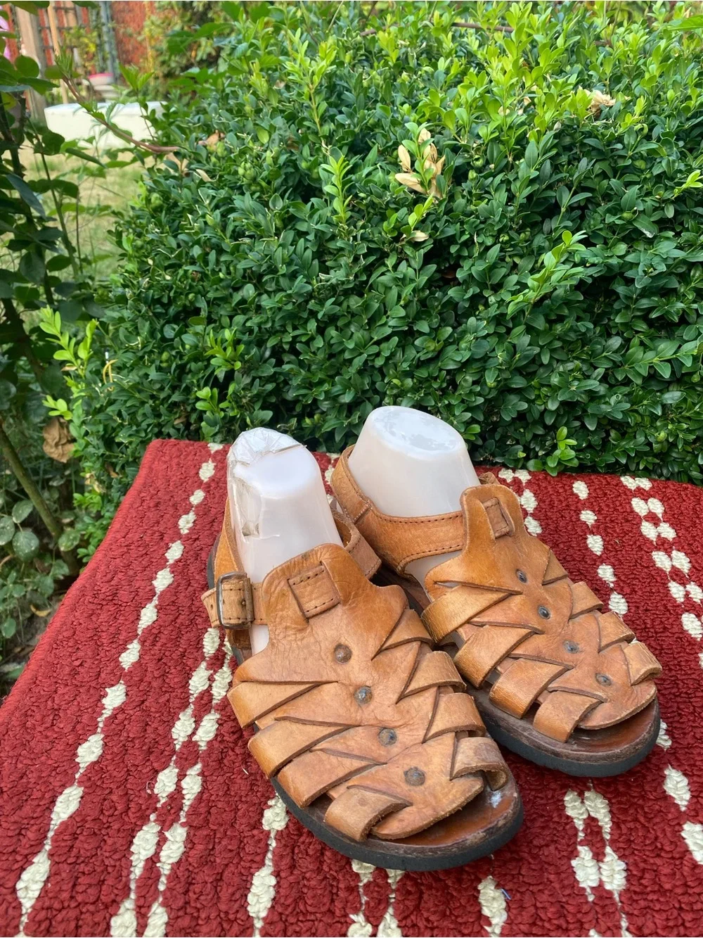 Real Genuine Men’s Brown Leather Fisherman Sandals Size 7